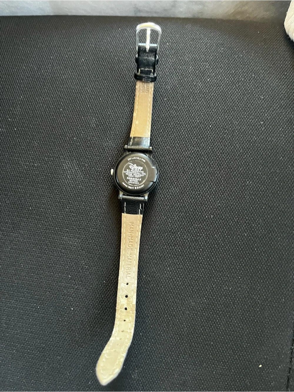 Disney Black & Tan Strap Wristwatch with Logo Back